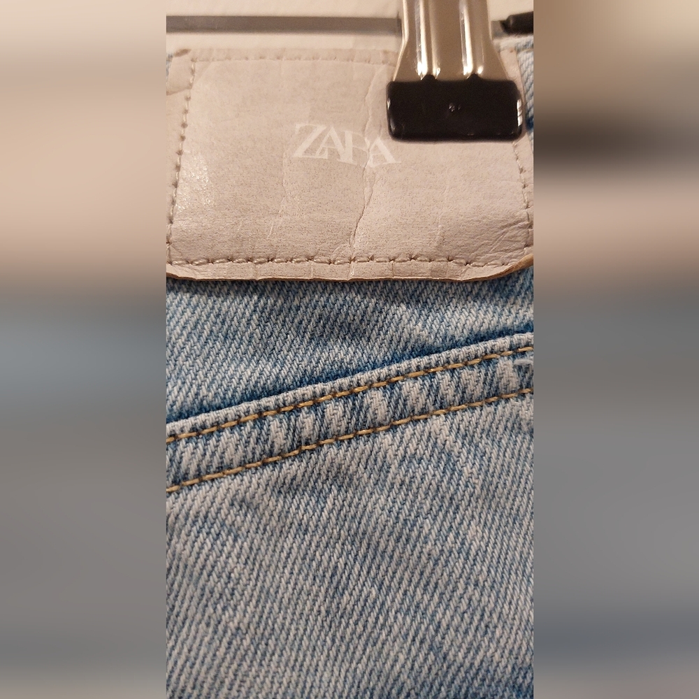 Zara Blue Skinny Jeans Trendy Distressed Design - Picture 4 of 8